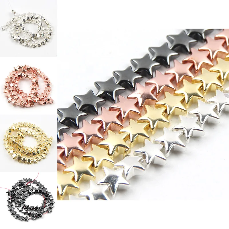 8 мм бусины из натурального камня розовое золото черная пентаграмма гематита для