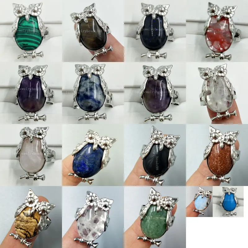 Сердолик малахит Jasp кристалл опал Howlite лазурит Сова для женщин и мужчин бисер