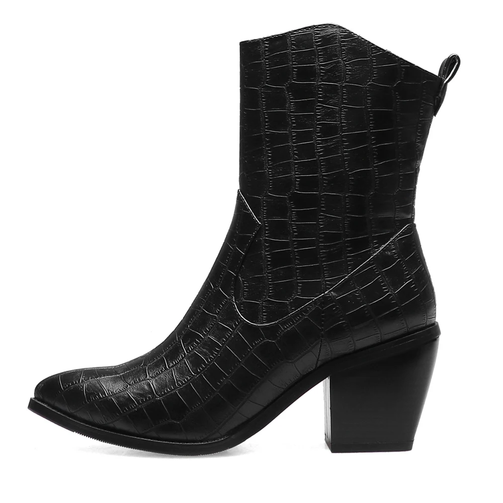 

CDPUNDARI Cowboy boots for women Ankle boots for Women High heel western boo Ladies winter shoes woman bottine femme botas mujer