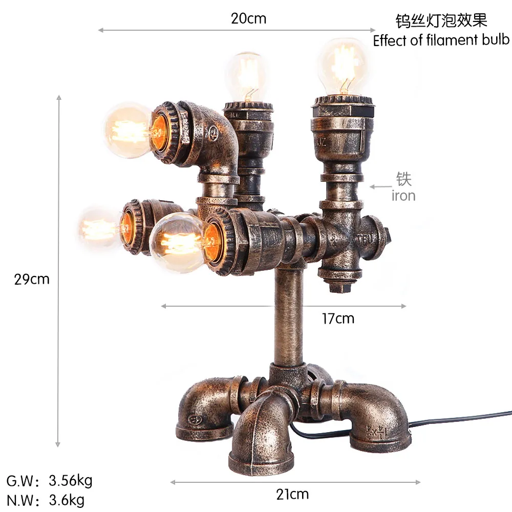 

Robot Series Decorative Water Tube Lamp Lamp Retro Nostalgic Bar Atmosphere Modern Coffee Shop Decoration Table Lamp Room