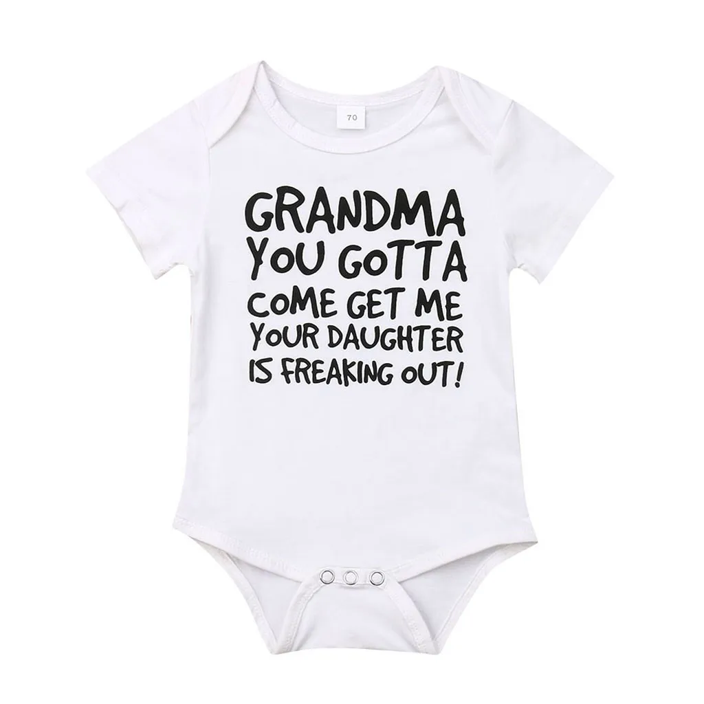 Infant Girls Boys Romper Short Sleeve Letter Print Clothes Baby Jumpsuit Newborn Little Rompers | Детская одежда и обувь
