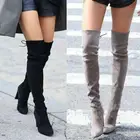 Женские сапоги, сексуальные сапоги выше колена, женская зимняя обувь, женские высокие сапоги до бедра, модные сапоги на каблуке в западном стиле, женская обувь
