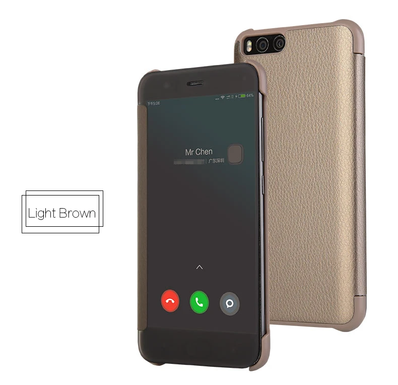 CAPSSICUM mi 6 кожаный чехол для Xiaomi mi 6 полупрозрачный флип-чехол с окошком для просмотра с функцией автоматического сна и пробуждения Жесткий противоударный