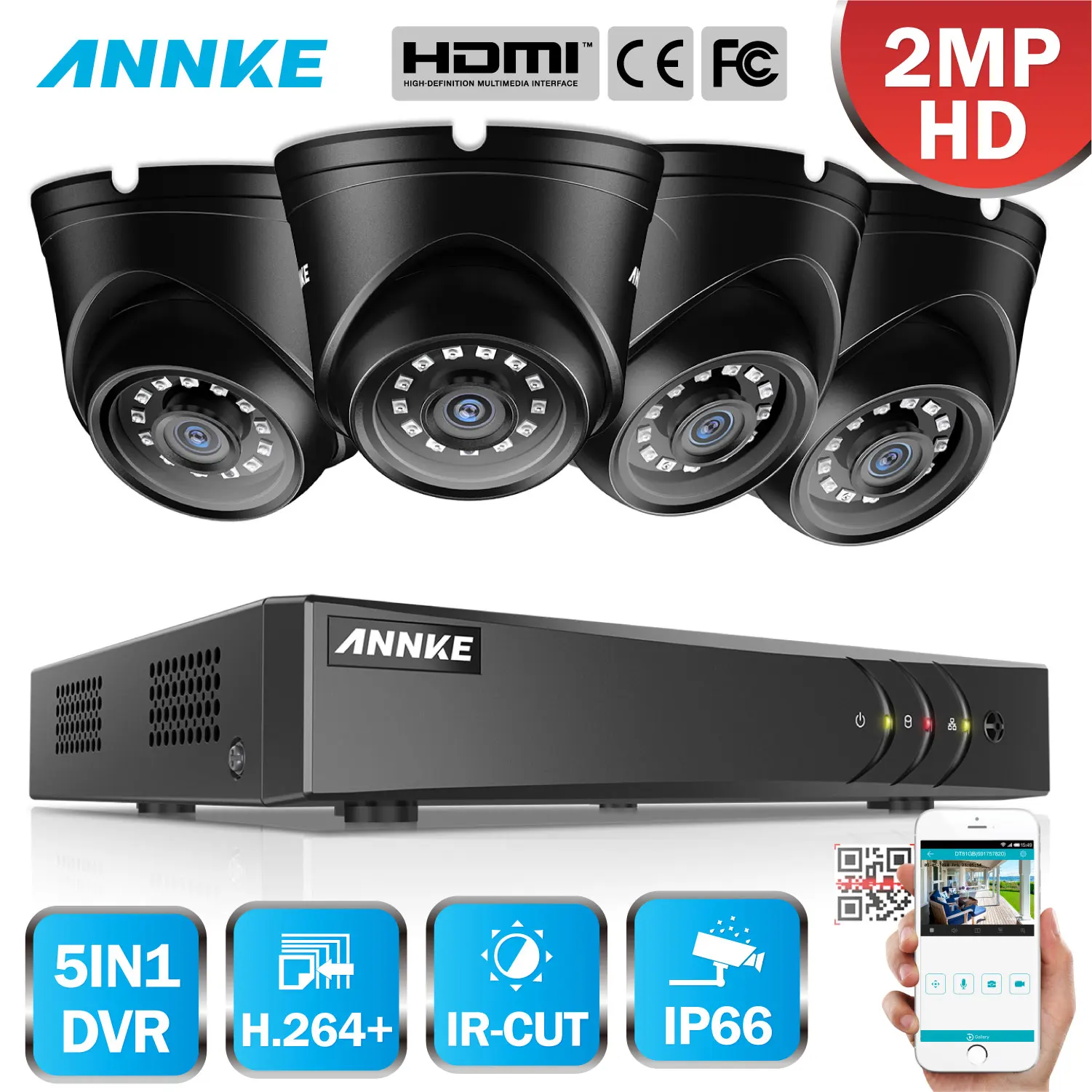 ANNKE 1080P 5в1 8CH CCTV система домашней камеры Lite H.264 + DVR 4 шт. TVI Smart IR Dome всепогодный Cam