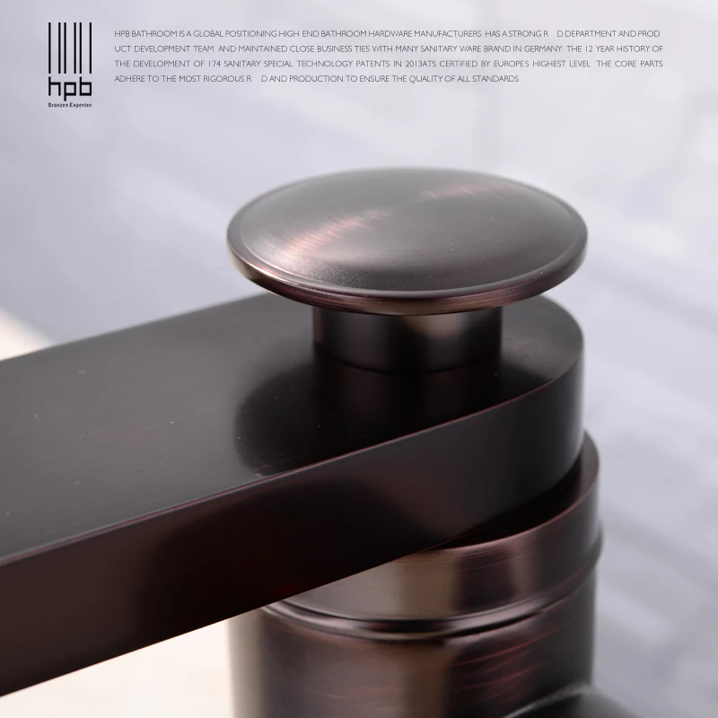 Смеситель для раковины HPB Oil Rubber Bronze с одним держателем и отверстием для модной агатовой воды H3001.