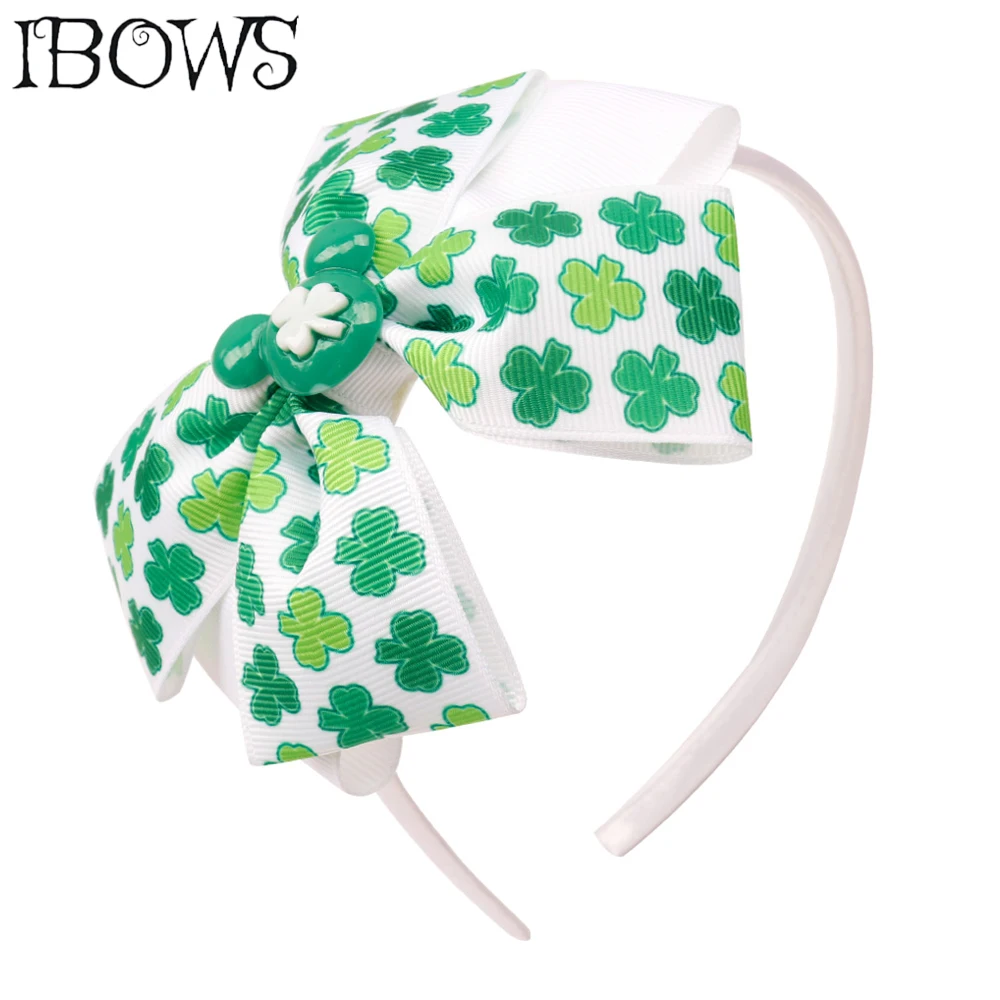 Hair Accessories Green Bow Bands St patrick's day Headband For Girls Shamrock Head Hoop Handmade Festival Headwear | Аксессуары для
