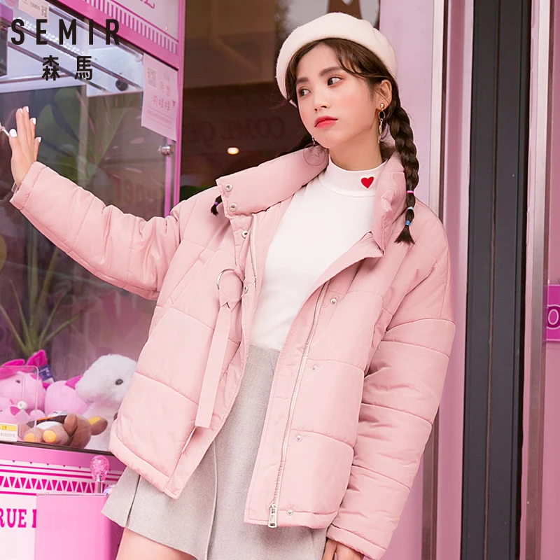 Женская короткая хлопковая куртка Semir Корейская Свободная из хлопка зима