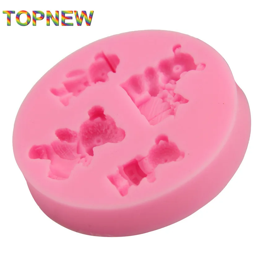 DIY Rushed Cartoon Teddie Bear 3d silicone mold Fondant Figure Candy Jello Cake Decorating Tools Silicone Soap Mould C1787 | Дом и сад