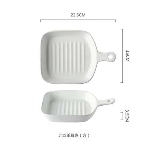 Nordic home oven dish baking tray Creative with handle ceramic dish barbecue deep dish kitchen tableware - Цвет: 9