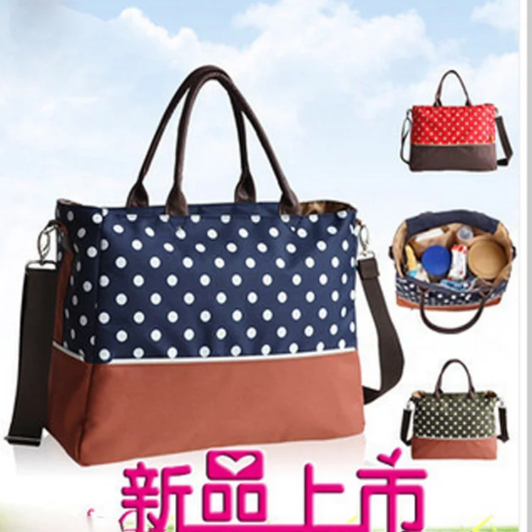 Милая Детская сумка для подгузников в горошек Большая вместительная сумка-тоут