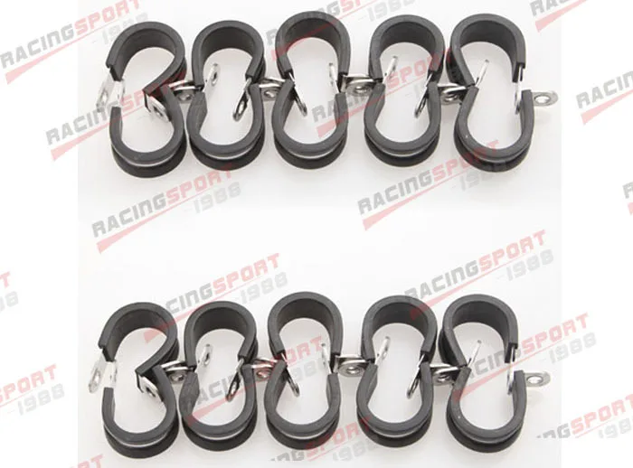 

20PCS Cushioned Hose Mounting Clamp Loop Strap 304 Stainless Steel 1/2" Black