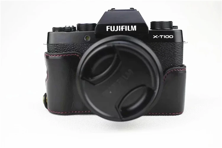 Получехол из искусственной кожи для Fuji Fujifilm XT100/X-T100 коричневый/черный/кофейный