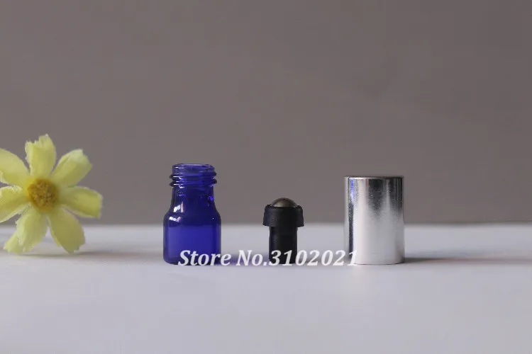 1ml Empty Thick Blue Glass Roll On Essential Oil Perfume Vial Bottle with Black Metal Roller Ball for Aromatherapy Free Shipping | Красота и