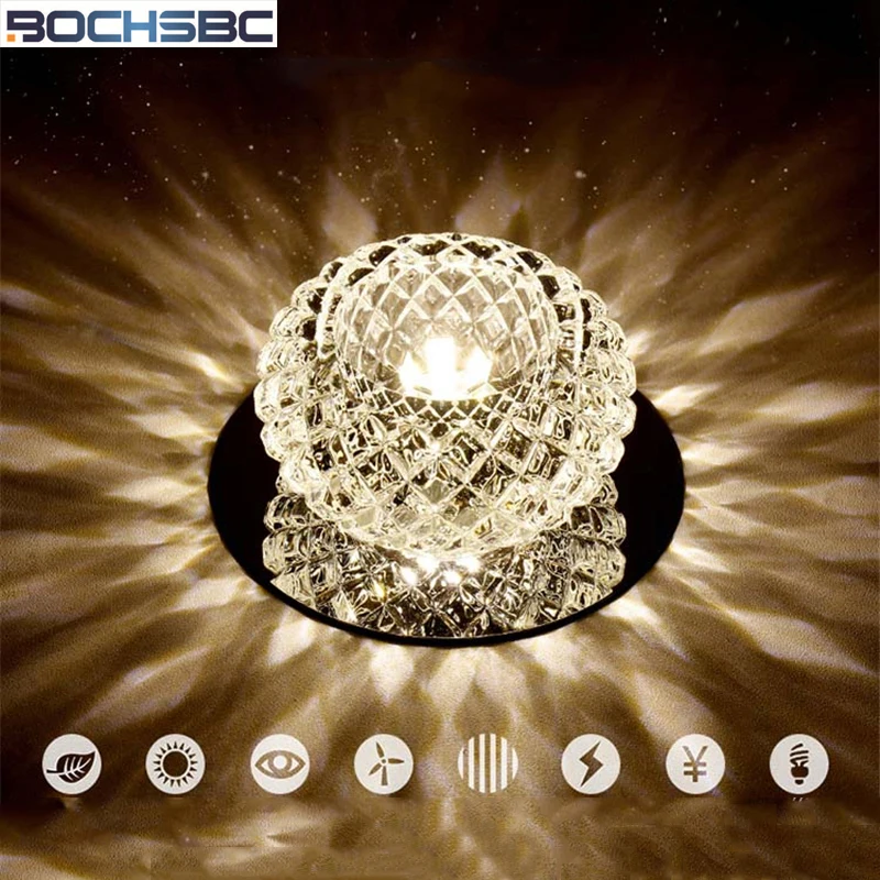 BOCHSBC Круглые Хрустальные потолочные светильники для гостиной спальни столовой