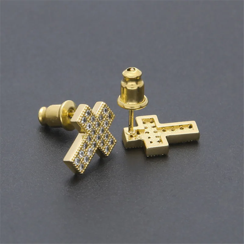 Серьги-гвоздики в стиле хип-хоп, AAA, со стразами, Micro Pave CZ, медные квадратные кубические циркониевые серьги для женщин и мужчин, ювелирные изделия
