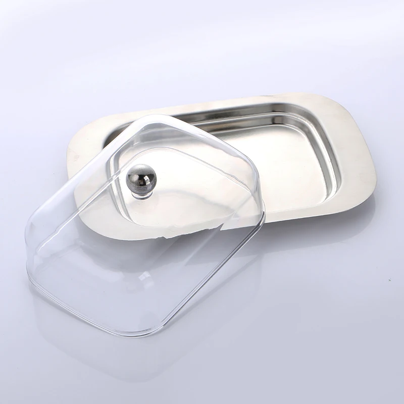 Plastic+Stainless Steel Cream Dishwasher Container Cheese Server Storage Tray With Cover Kitchenware Butter | Дом и сад