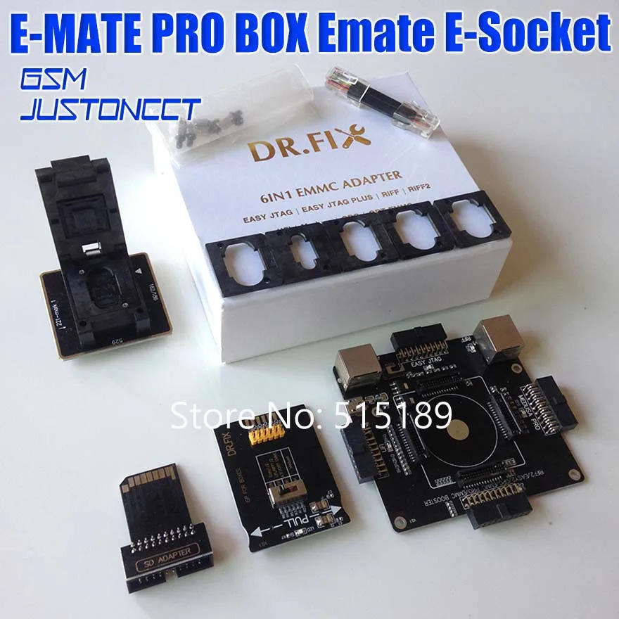 Allsocket памяти на носителе EMMC 6in1 адаптер инструмент BGA153/169/221/162/186/529 для памяти на носителе eMMC Pro Box, усилитель EMMC коробка, легкий JTAG коробка