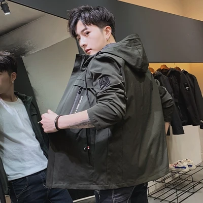Зеленый Casaco Masculino standard Militar, новинка, весенне-осенние мужские куртки, однотонное пальто, мужская куртка, брендовая мужская куртка-бомбер размера плюс, приталенная - Цвет: Зеленый