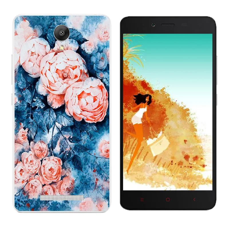 Clear Silicone Shell for Xiaomi Redmi Note 2 Phone Case 5.5&quot Golden Printing Hongmi Note2 Back Cover Capa |