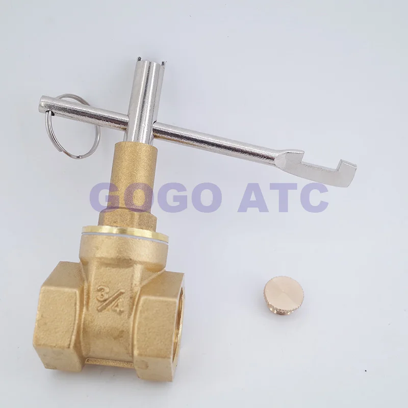 Латунный клапан ворот с замком DN15 1/2 DN20 3/4 DN25 " внутри треугольник ключ водопровод счетчик передний Противоугонный замок клапан