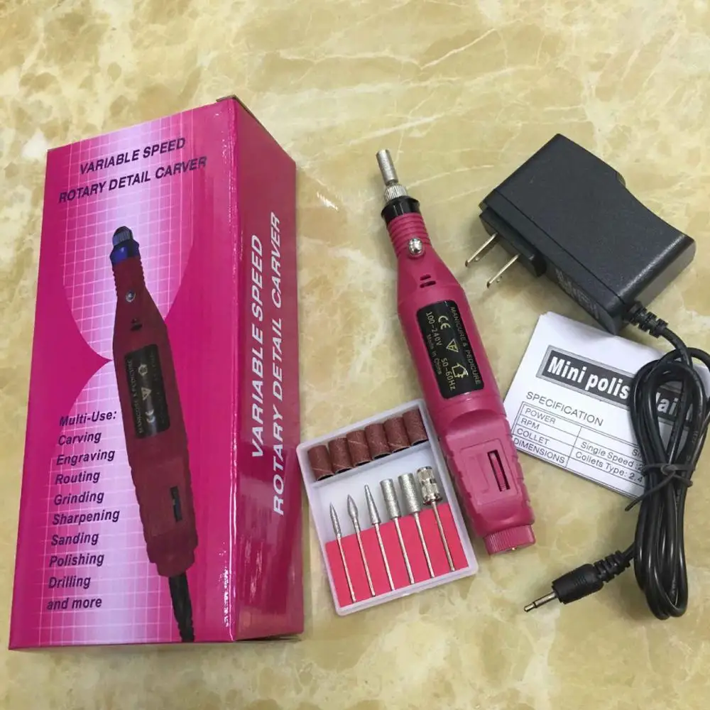 US PLUG 1 шт. сверло для ногтей, электрический аппарат для маникюра, педикюра, фреза для ногтей, гель для удаления кутикулы, EU US Plug Set 6 - Цвет: US PLUG