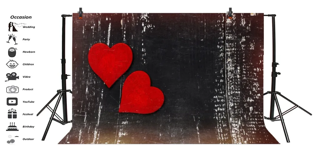 Laeacco Dark Wooden Board Red Love Heart Baby Child Doll Portrait Photo Backgrounds Photography Backdrops Photocall Studio | Электроника