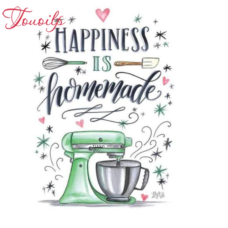 

TPOUOILP 5d Diy diamond painting square&round diamond cross stitch set Happiness Is Homemade diamond embroidery