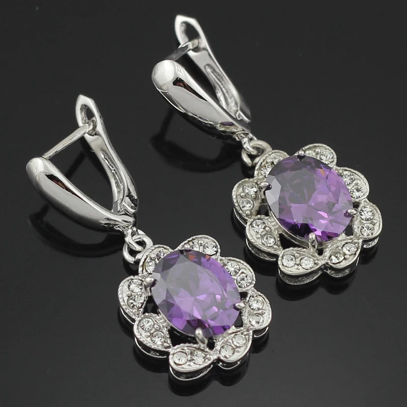 Nice Wedding Jewelry Sets Necklace Pendant Hoop Earring Ring Size 6 7 8 9 10 Party T010Z | Украшения и аксессуары