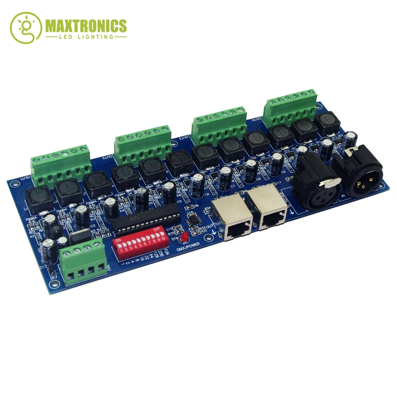 Лучшая цена 1 шт. Φ 512 мА постоянный ток 12-канальный декодер dmx с RJ45 XRL 3P бесплатная