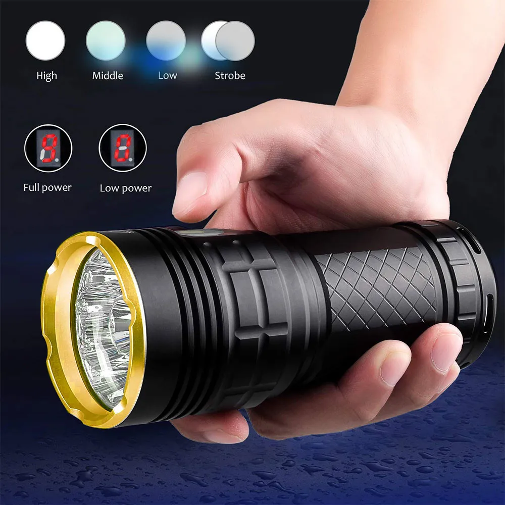 ISHOWTIENDA наиболее Мощность ful светодиодный фонарик 8x XM-L T6 светодиодный Мощность цифровой Дисплей охоты Flashligt батарея для охоты# g20