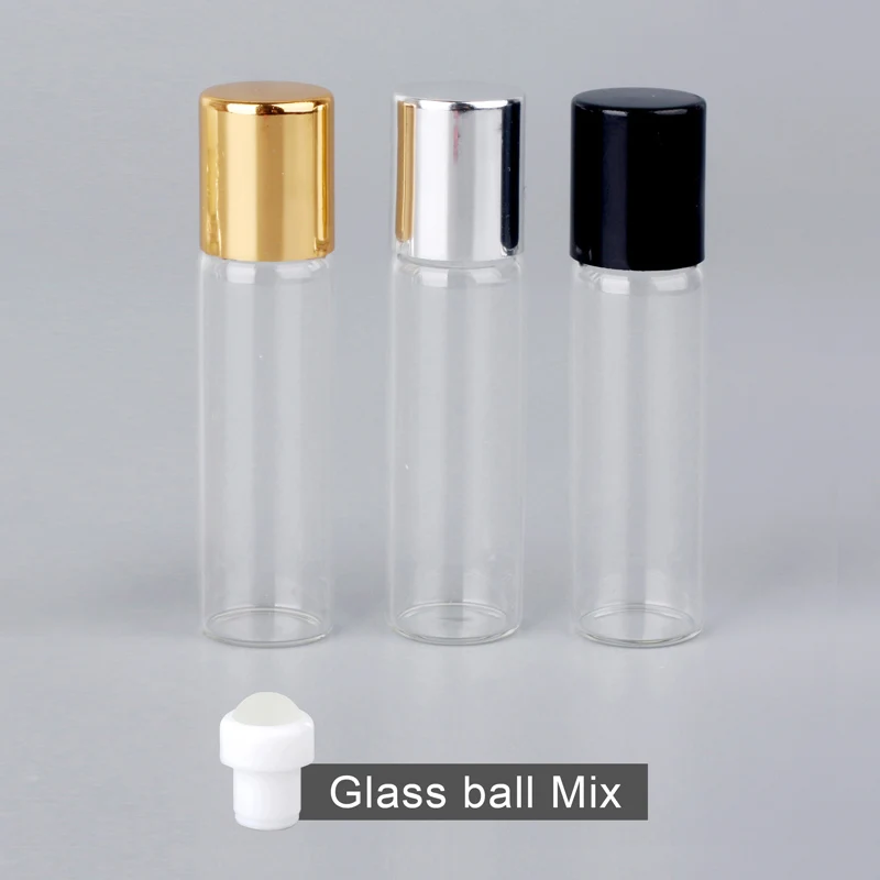 Mix Glass Roller 100 шт./лот Мини стеклянные флаконы для духов с рулоном пустые косметические эфирные масла для путешествий со стеклянными стальными шариковыми роликами - Цвет: Mix Glass Roller