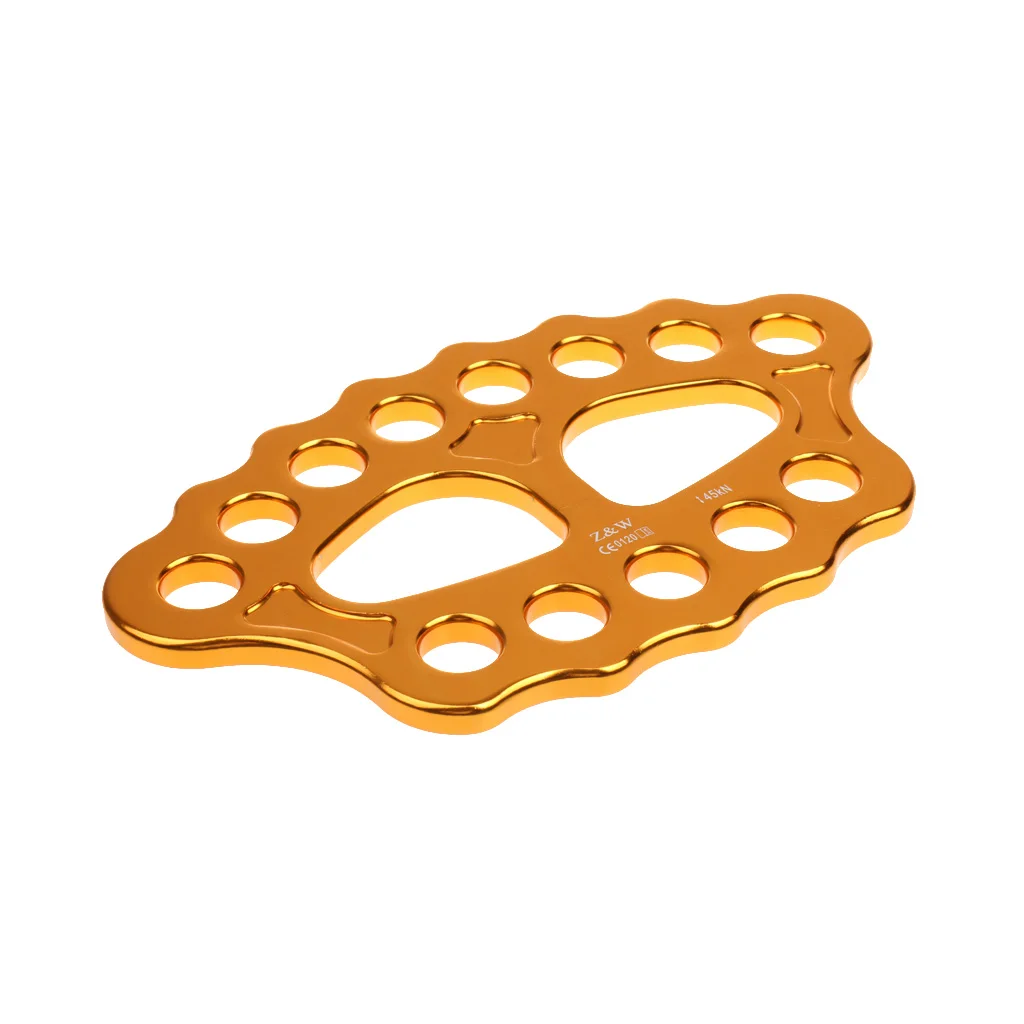 

Safety 45KN 15-hole Paw Rigging Plate for Aerial & Rock Climbing Rope Gold Rock Climbing Rescue Exploring Equipment Outdoor Tool