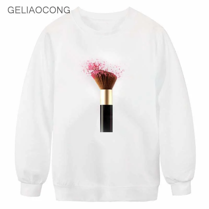 Geliaocong 2017 Губная помада яркие оленей пейзаж Птица Женщины кофты sudaderas Harajuku moletom