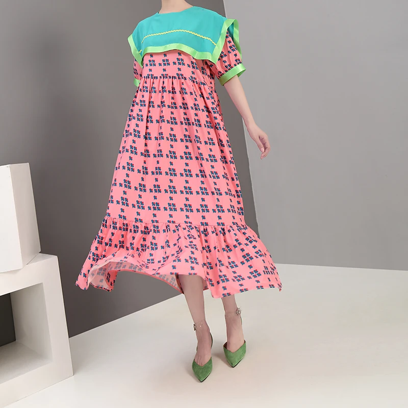 Новинка 2019 корейский стиль женское летнее платье трапециевидной формы длинное