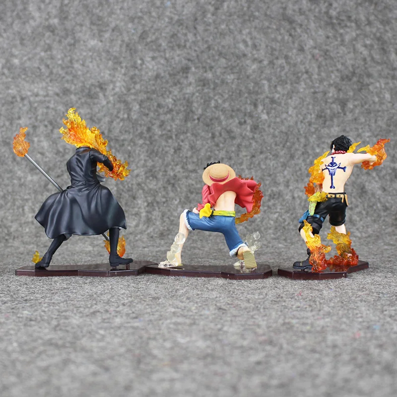 3 шт./лот 14 см аниме one piece Attack Styling Луффи+ Сабо+ Ace ПВХ Фигурки Коллекционная модель игрушки