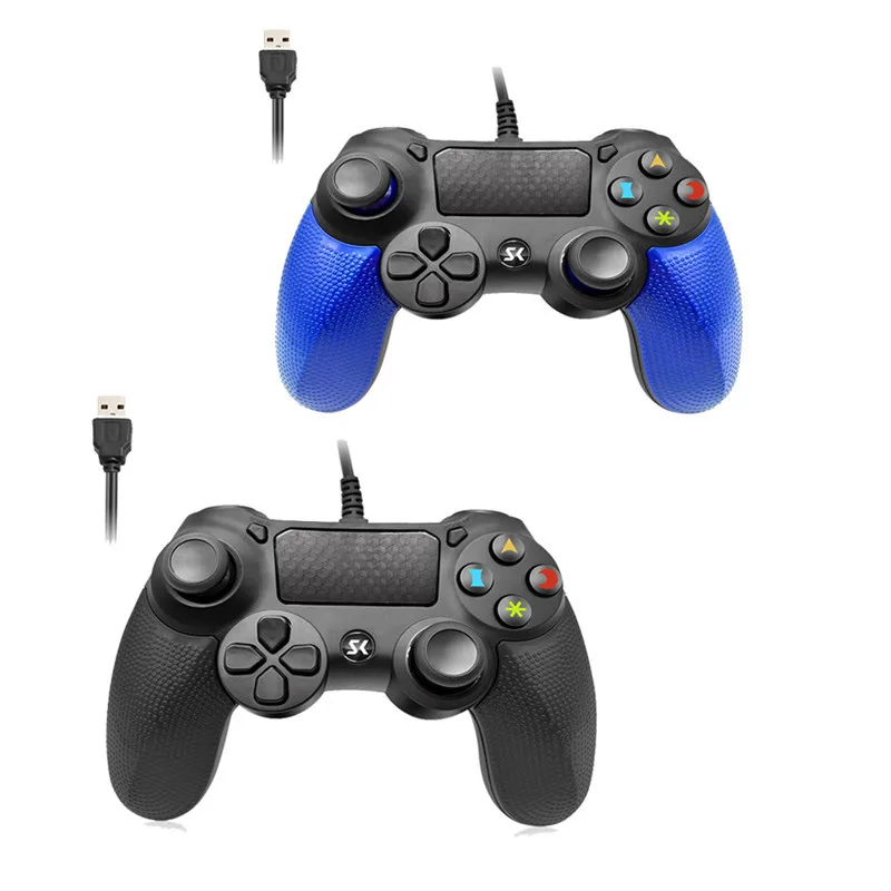 Blue and Black 2 упаковки проводной игровой контроллер Джойстик длительный срок гарантии для PS4 джойстик для игр двойной игровые устройства с джойстиком для Play Station 4 геймпад - Цвет: Blue and Black