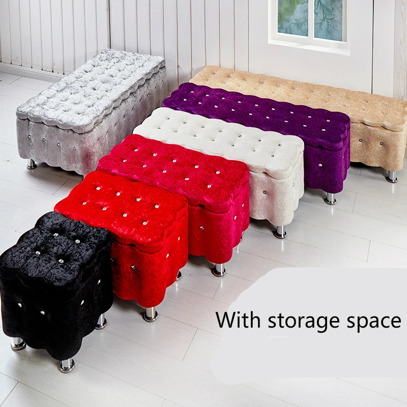

Multifunction Solid Wood Storage Stool Household Change Shoe Bench Commercial Leisure Suede Stable Living Room Sofa Stool chair