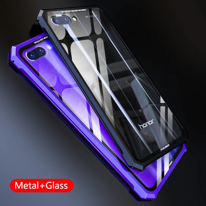 Чехол для honor 10 из авиационного алюминия с прозрачной задней крышкой закаленного
