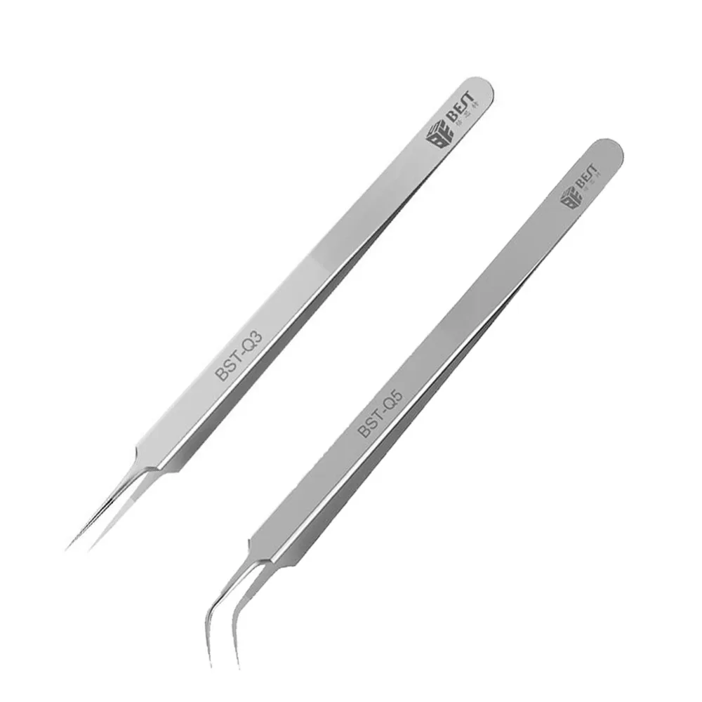 

Precision Electronics Industrial Tweezers Anti-static ESD Curved Straight Tips Stainless Steel Forceps PC Phone Repair Hand Tool
