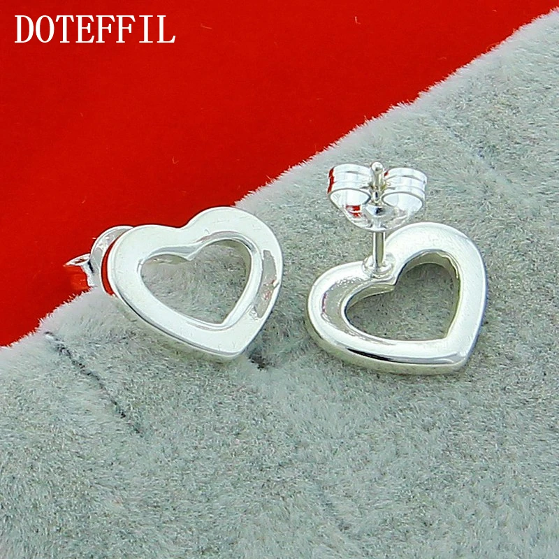 

DOTEFFIL 925 Sterling Silver Classic Heart Stud Earrings For Woman Wedding Engagement Fashion Party Charm Jewelry