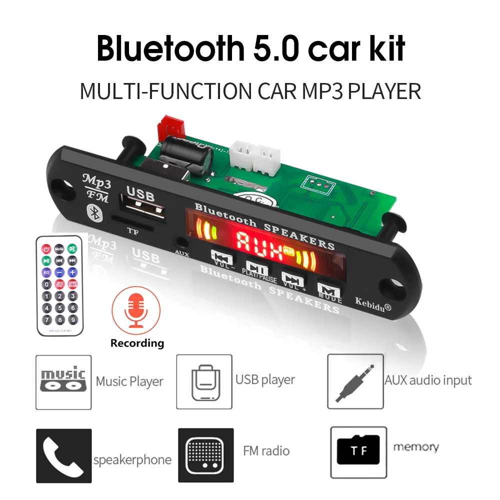 Плата mp3 декодера с Bluetooth 5 0 FM радио аудио модуль постоянного тока 12 В усилителем 2*3