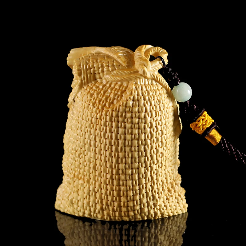 Деревянный фу дай Лаки мешок Boxwood сувенир резьбы креативный автомобиль кулон