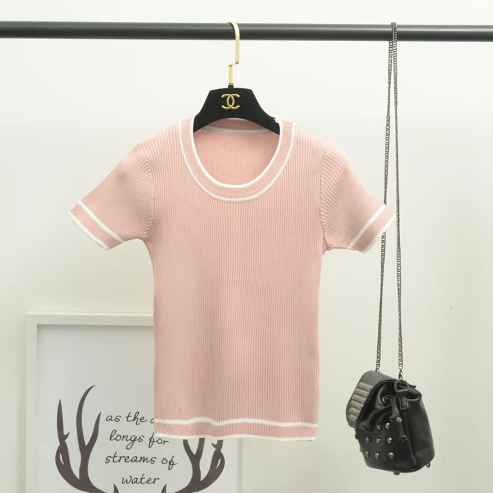 Женская трикотажная футболка с коротким рукавом 2017 | одежда