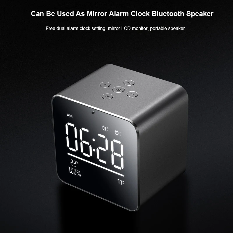 HLTON Металл Bluetooth беспроводной динамик двойной будильник Температура мощность дисплей сабвуфер громкой связи вызова поддержка AUX TF карты