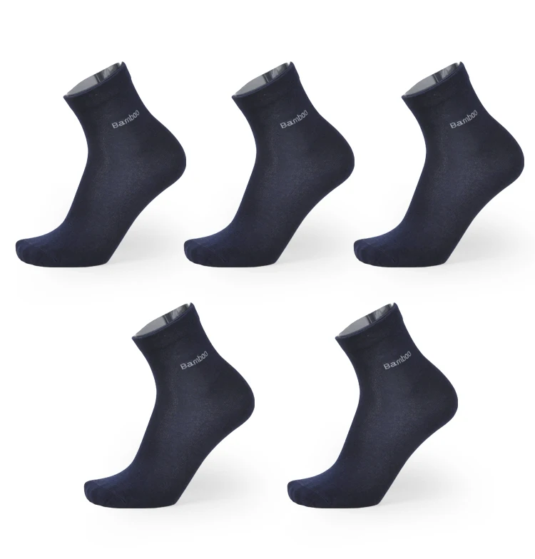 5 Dark Blue Брендовые Новые мужские носки из бамбукового волокна высокого качества повседневные дышащие антибактериальные мужские длинные носки 5 пар/лот - Цвет: 5 Dark Blue