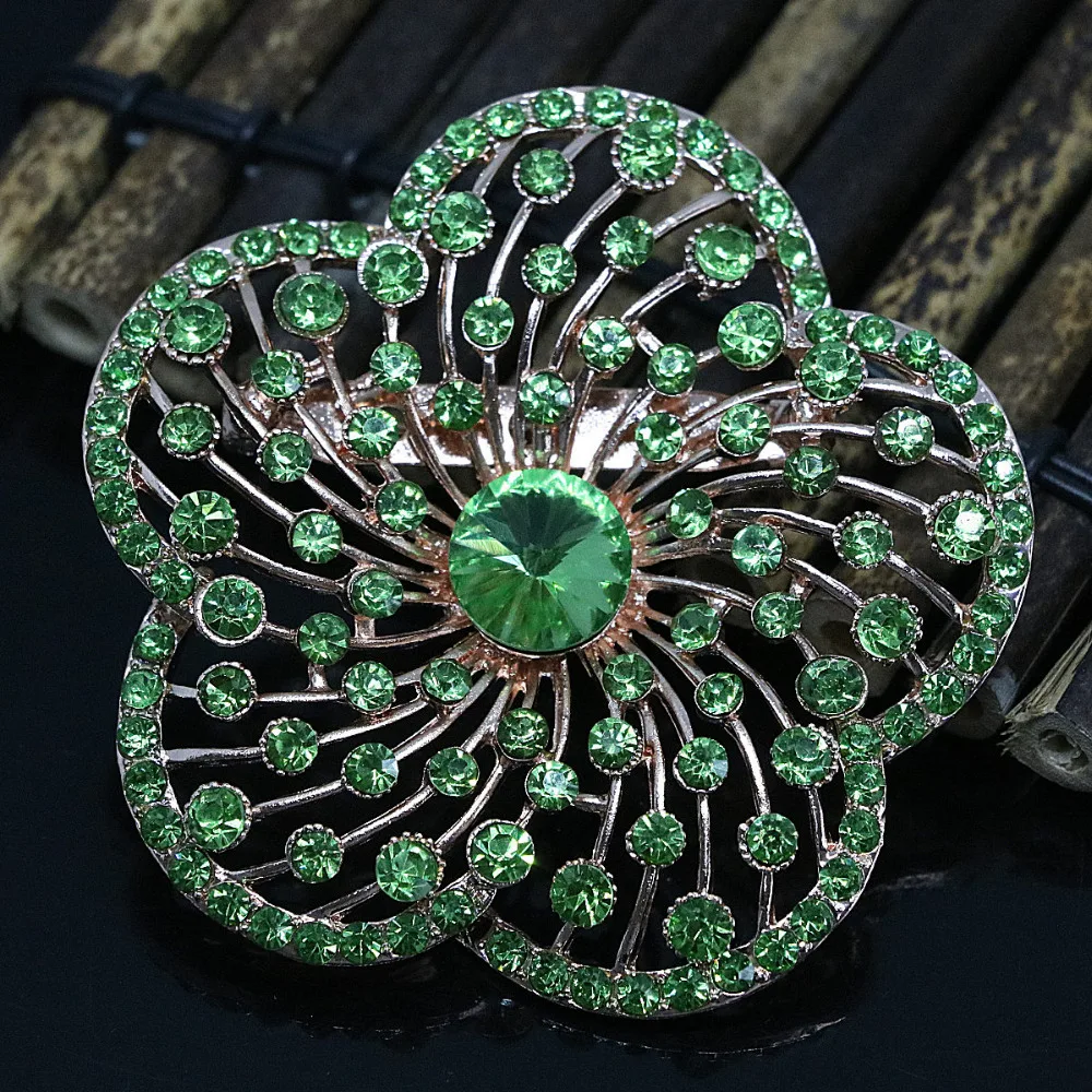 Женская Брошь с крупным цветком брошь золотого цвета бусинами и кристаллами