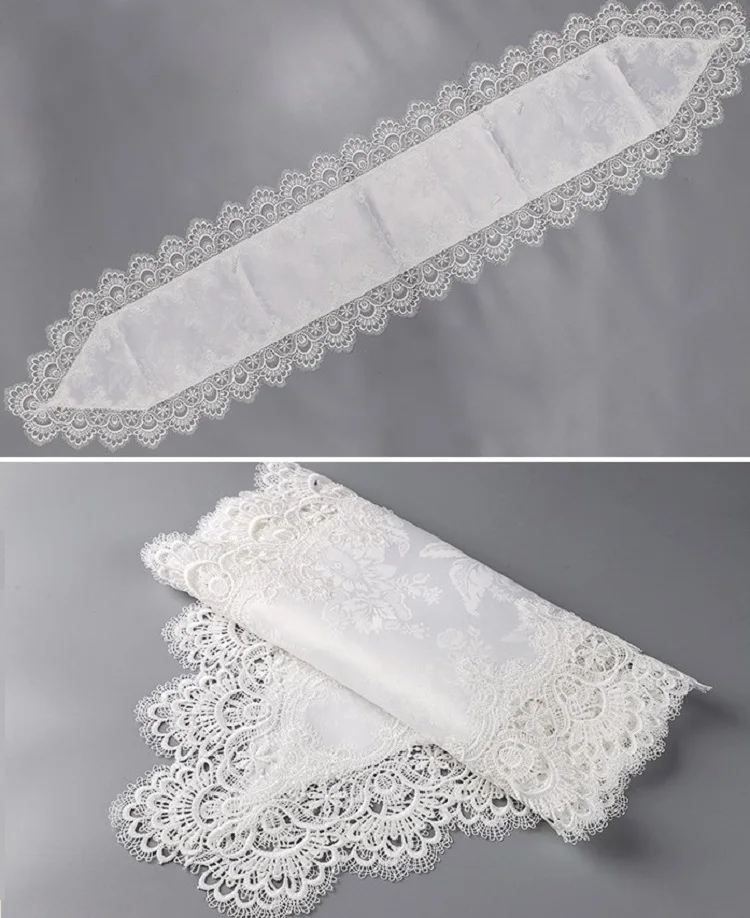 1 шт. домашний текстиль жаккардовые Сатиновые бегуны роскошные элегантные белые