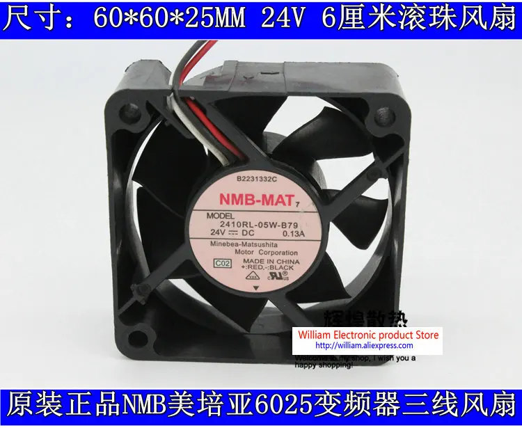 

New Original for NMB 2410RL-05W-B79 24V 0.13A 6CM 60*60*25MM double ball cooling fan