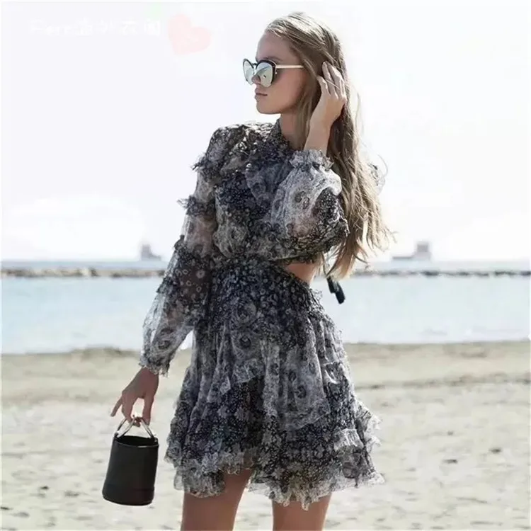 Женское богемное платье трапеция Vadim Vestido De Festa летнее с принтом и открытой спиной