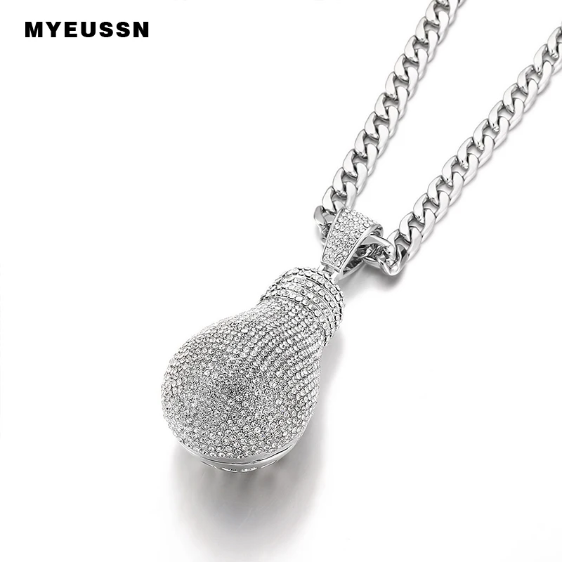Большое ожерелье лампа и кулон ледяной сияющий мужской цепи Мода Шарм кубинская